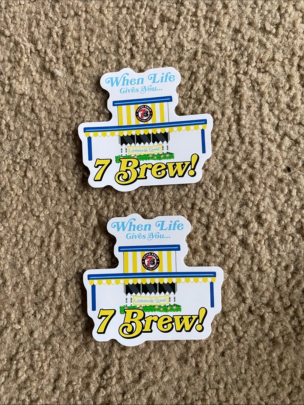 7 Brew! Lemonade Stand Sticker - Yellow and Blue